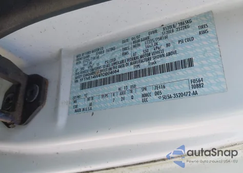 2007 Ford E-150 Commercial/Recreational from USA, damaged, VIN 1FTNE14W47DB04084